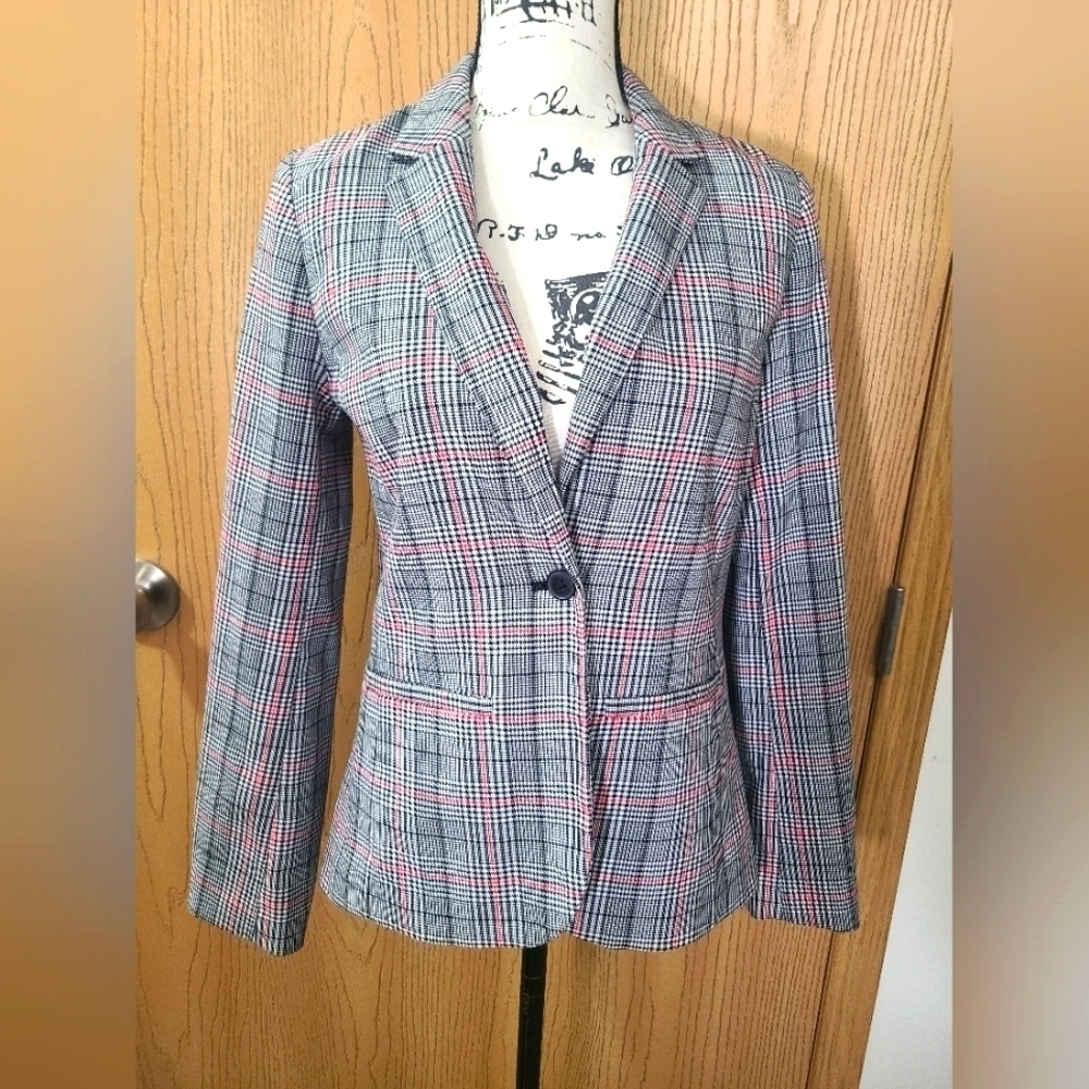 Gap Plaid Checkered Button Blazer